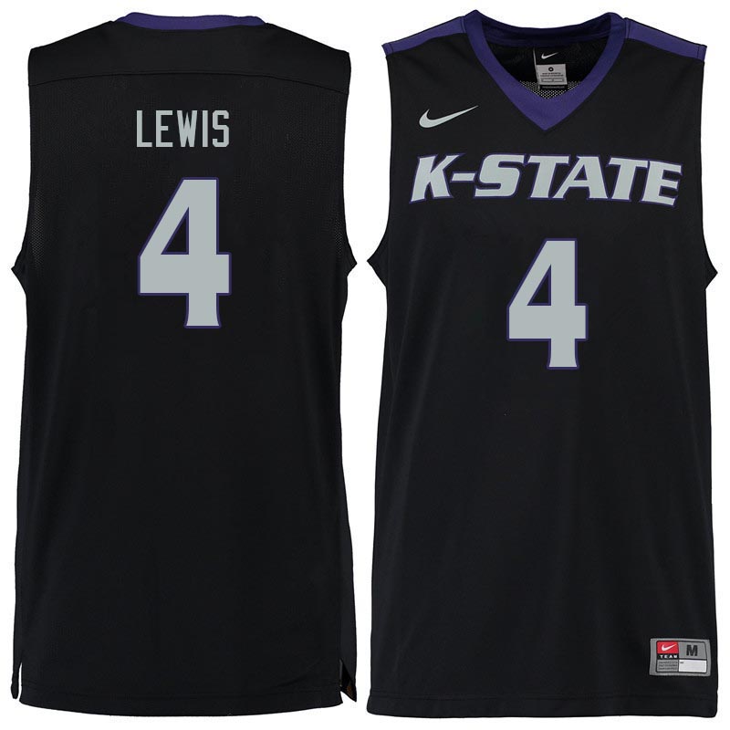 Men #4 Seryee Lewis Kansas State Wildcats College Basketball Jerseys Sale-Black